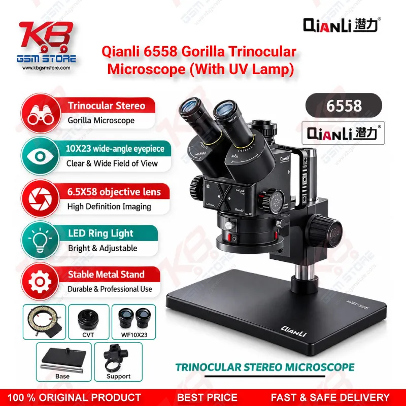 Qianli 6558 Gorilla Trinocular Microscope (With UV Lamp)