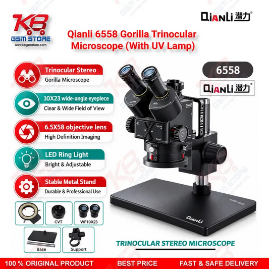 Qianli 6558 Gorilla Trinocular Microscope (With UV Lamp)