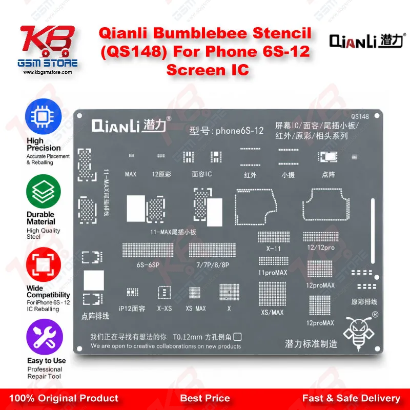 Qianli Bumblebee Stencil (QS148) For Phone 6S-12 Screen IC