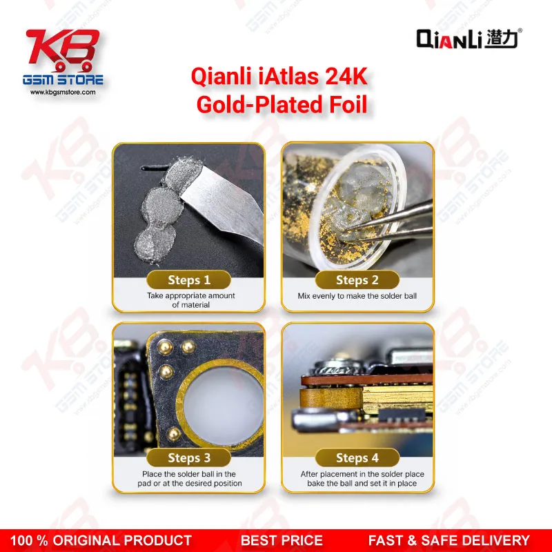 Qianli iAtlas 24K Gold-Plated Foil – Explosion-Proof Reballing Support Gasket for Motherboard Middle Frame & Chip Soldering