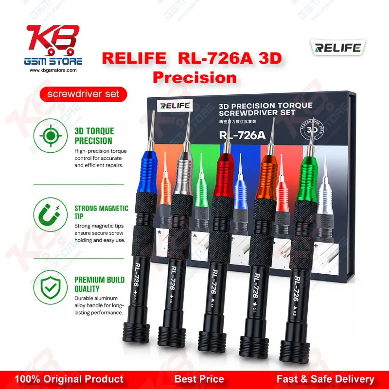 RELIFE RL-726A 3D Precision Torque Screwdriver Set – 5 in 1 S2 Steel Bits