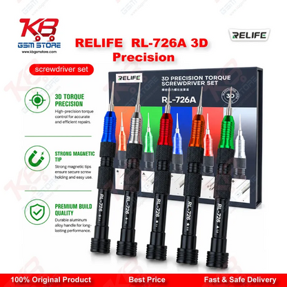 RELIFE RL-726A 3D Precision Torque Screwdriver Set – 5 in 1 S2 Steel Bits