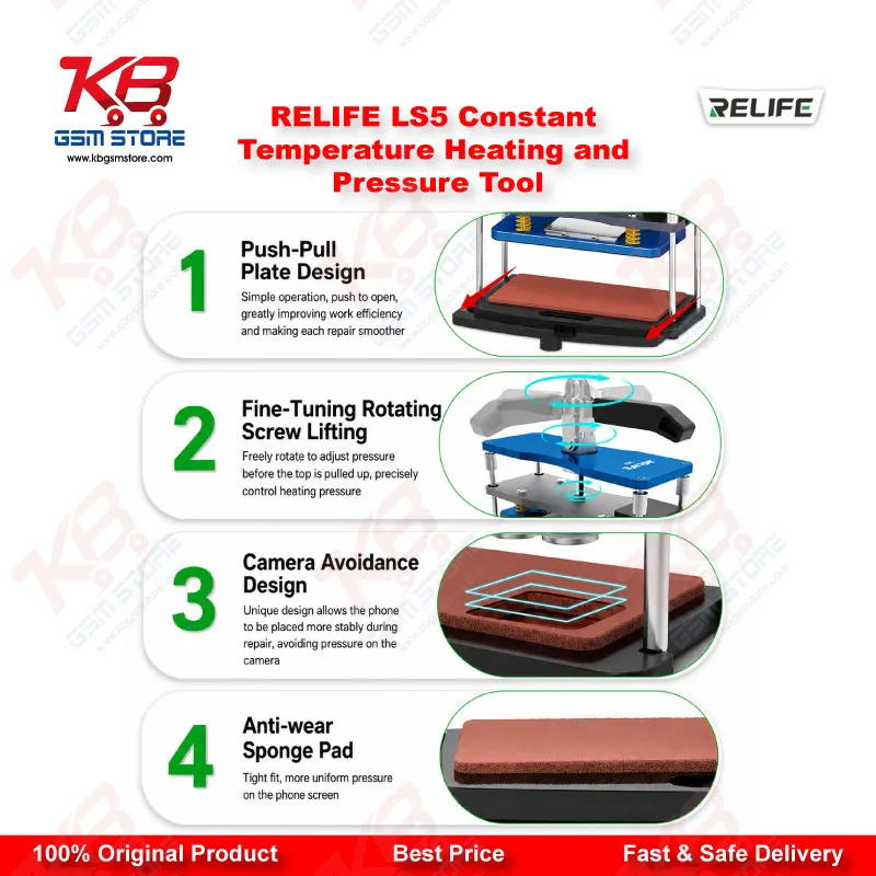 RELIFE LS5 Constant Temperature Heating and Pressure Tool for Back Cover and Middle Frame Restoration