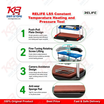 RELIFE LS5 Constant Temperature Heating and Pressure Tool for Back Cover and Middle Frame Restoration