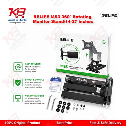 RELIFE MS3 360° Rotating Wall Mount Monitor Stand – 14 to 27 Inch