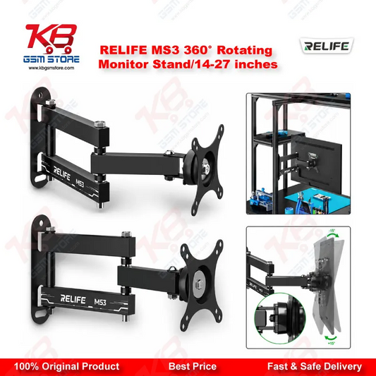 RELIFE MS3 360° Rotating Wall Mount Monitor Stand – 14 to 27 Inch