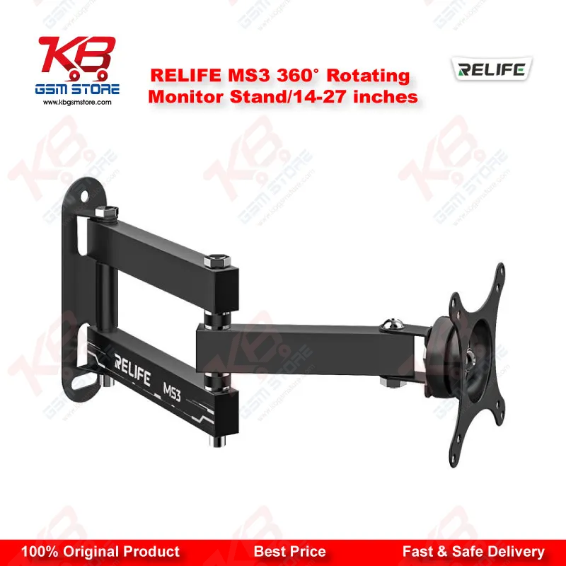RELIFE MS3 360° Rotating Wall Mount Monitor Stand – 14 to 27 Inch