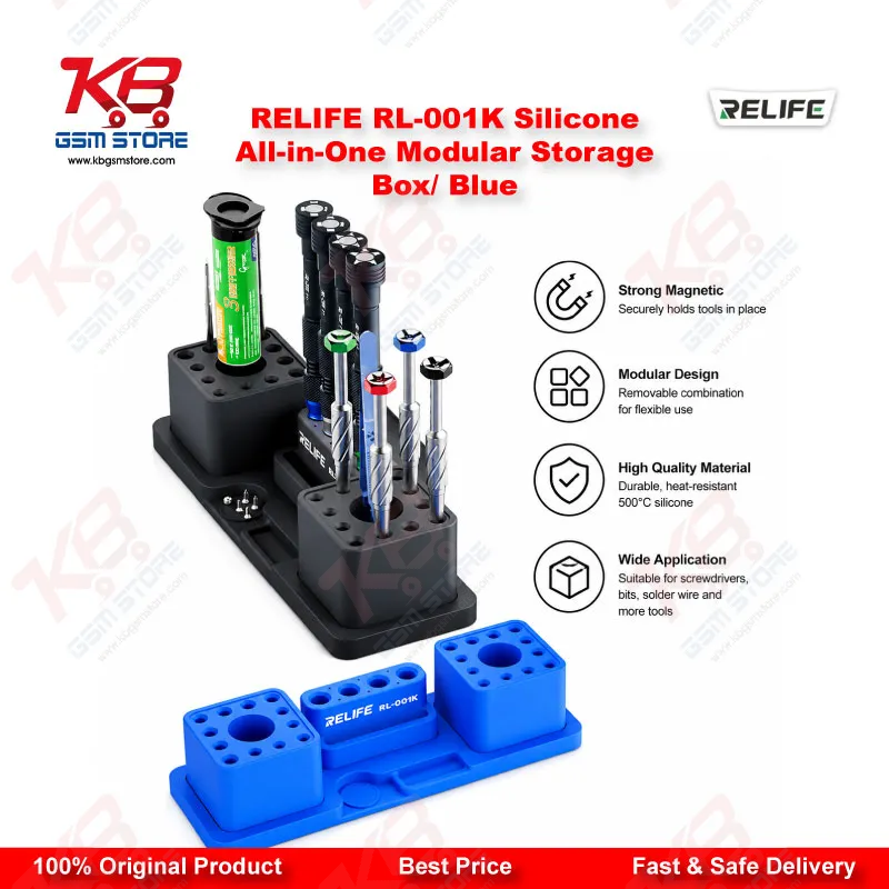 RELIFE RL-001K Silicone All-in-One Modular Storage Box (Blue) – 500°C Heat Resistant