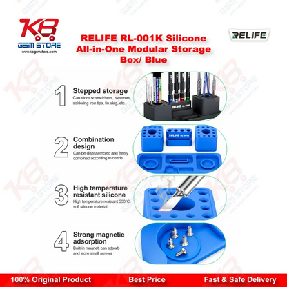 RELIFE RL-001K Silicone All-in-One Modular Storage Box (Blue) – 500°C Heat Resistant