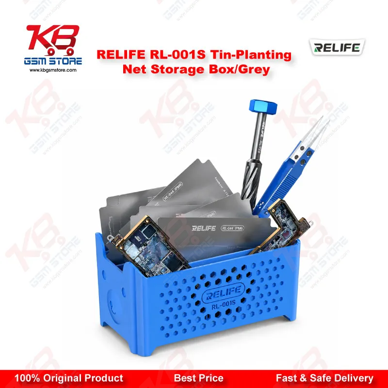 RELIFE RL-001S Tin-Planting Net Storage Box (Grey) – BGA Stencil Organizer for Mobile Repair Workshops
