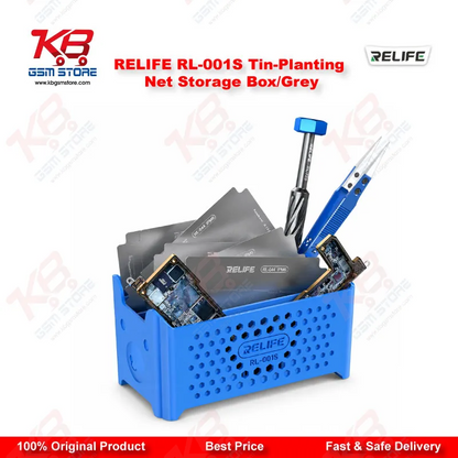 RELIFE RL-001S Tin-Planting Net Storage Box (Grey) – BGA Stencil Organizer for Mobile Repair Workshops