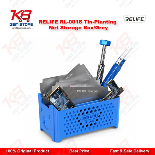 RELIFE RL-001S Tin-Planting Net Storage Box (Grey) – BGA Stencil Organizer for Mobile Repair Workshops