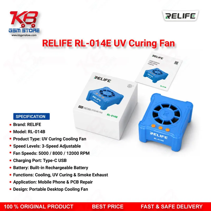RELIFE RL-014E UV Curing Fan – 3-in-1 UV Curing, Smoke Exhaust & Cooling Tool