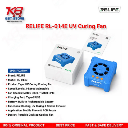 RELIFE RL-014E UV Curing Fan – 3-in-1 UV Curing, Smoke Exhaust & Cooling Tool