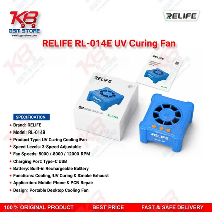 RELIFE RL-014E UV Curing Fan – 3-in-1 UV Curing, Smoke Exhaust & Cooling Tool
