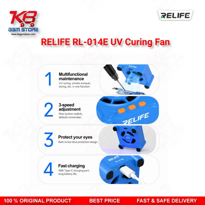RELIFE RL-014E UV Curing Fan – 3-in-1 UV Curing, Smoke Exhaust & Cooling Tool