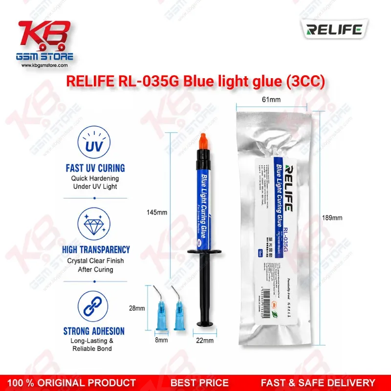 RELIFE RL-035G Blue Light Glue (3CC) – UV Curing Adhesive for Camera Lens Repair