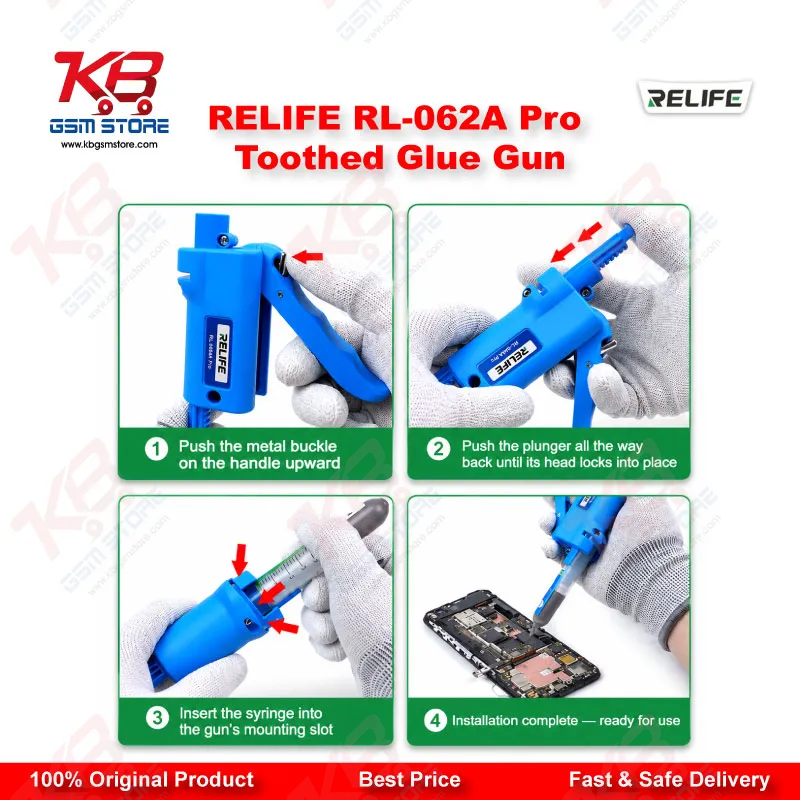 RELIFE RL-062A Pro Toothed Glue Gun – 10CC Manual Solder Paste & Flux Dispenser