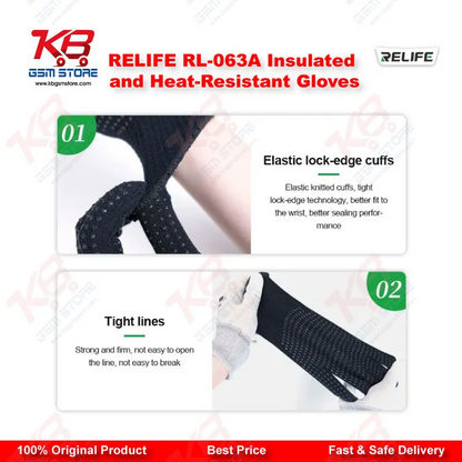 RELIFE RL-063A Insulated Heat-Resistant Repair Gloves – Anti-Slip Aramid Safety Gloves for Mobile Repair Technicians