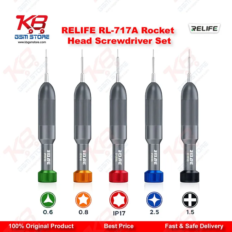 RELIFE RL-717A Rocket Head Precision Screwdriver Set (5-in-1) – IP17 & Android Compatible
