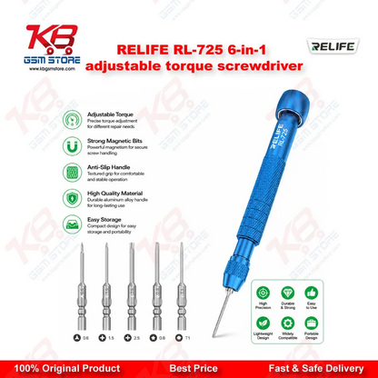 RELIFE RL-725 6-in-1 Adjustable Torque Screwdriver – Precision Repair Tool for iPhone, Android & Electronics