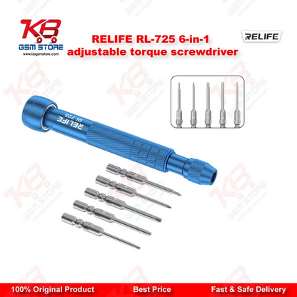 RELIFE RL-725 6-in-1 Adjustable Torque Screwdriver – Precision Repair Tool for iPhone, Android & Electronics