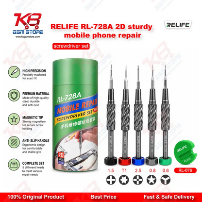 RELIFE RL-728A 2D Precision Screwdriver Set - 5 in 1 Magnetic Mobile Repair Kit