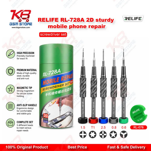 RELIFE RL-728A 2D Precision Screwdriver Set - 5 in 1 Magnetic Mobile Repair Kit