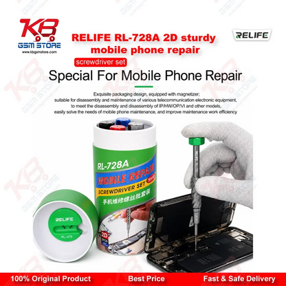 RELIFE RL-728A 2D Precision Screwdriver Set - 5 in 1 Magnetic Mobile Repair Kit