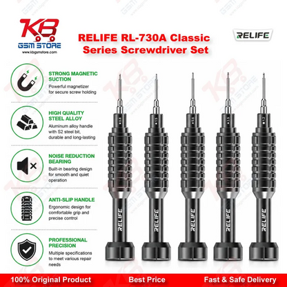RELIFE RL-730A Steel Cannon King Classic Series 5-in-1 Precision Screwdriver Set