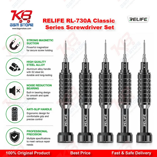 RELIFE RL-730A Steel Cannon King Classic Series 5-in-1 Precision Screwdriver Set