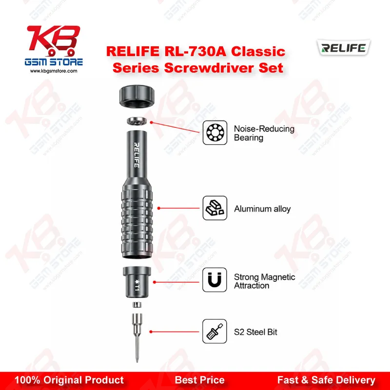 RELIFE RL-730A Steel Cannon King Classic Series 5-in-1 Precision Screwdriver Set