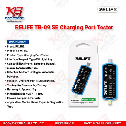 RELIFE TB-09 SE Type-C & Lightning Charging Port Tester for iPhone & Android