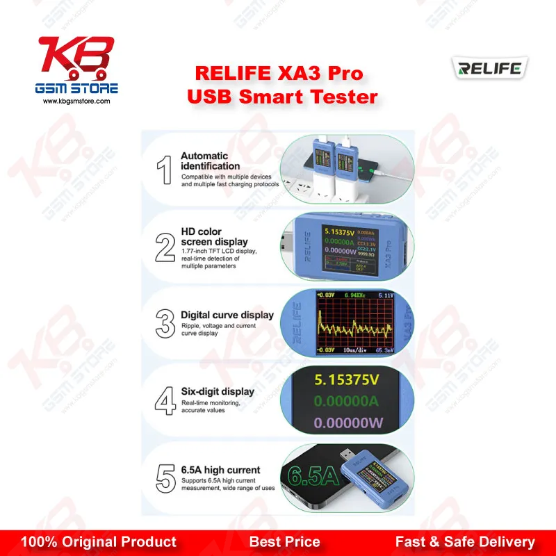 RELIFE XA3 Pro USB Smart Tester - PD QC Fast Charging Protocol Detector