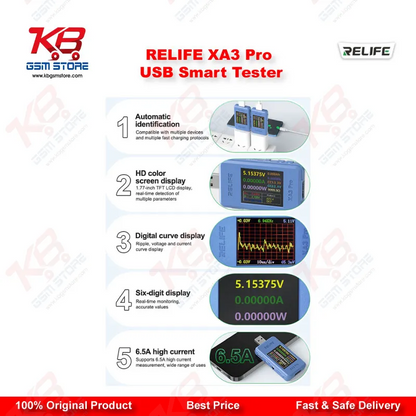 RELIFE XA3 Pro USB Smart Tester - PD QC Fast Charging Protocol Detector
