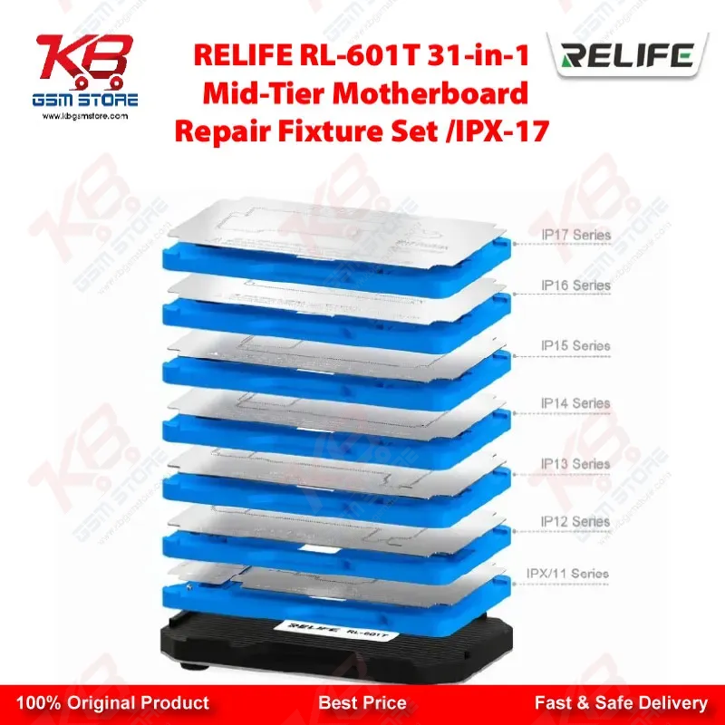 RELIFE RL-601T 31-in-1 iPhone Middle Layer BGA Reballing Platform Set — IPX to iPhone 17 Series