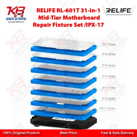 RELIFE RL-601T 31-in-1 iPhone Middle Layer BGA Reballing Platform Set — IPX to iPhone 17 Series