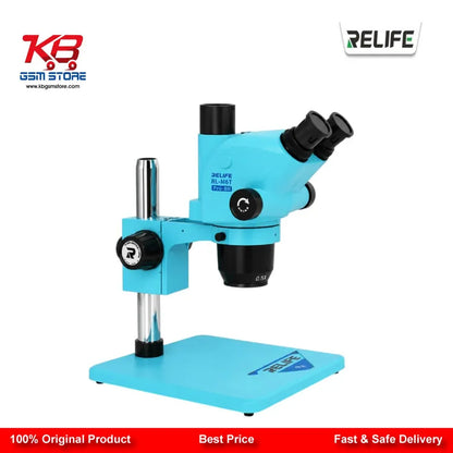 RELIFE RL-M6T Pro-B11 Trinocular Stereo Microscope 6.5X–65X Continuous Zoom with 0.5X CTV Adapter Gulf Blue | Mobile PCB Repair