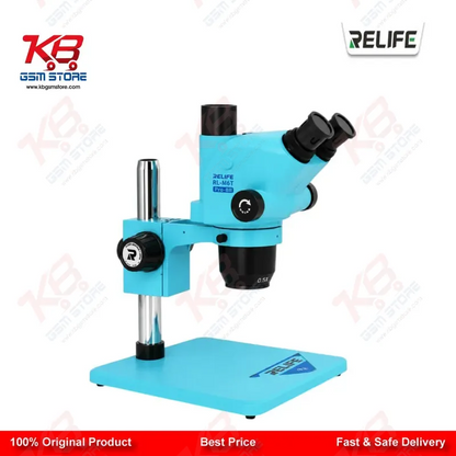 RELIFE RL-M6T Pro-B11 Trinocular Stereo Microscope 6.5X–65X Continuous Zoom with 0.5X CTV Adapter Gulf Blue | Mobile PCB Repair