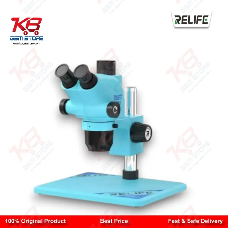 RELIFE RL-M6T Pro-B11 Trinocular Stereo Microscope 6.5X–65X Continuous Zoom with 0.5X CTV Adapter Gulf Blue | Mobile PCB Repair