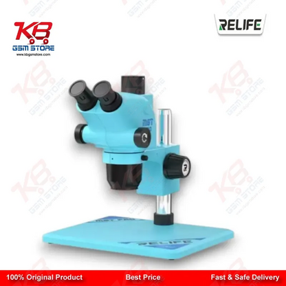 RELIFE RL-M6T Pro-B11 Trinocular Stereo Microscope 6.5X–65X Continuous Zoom with 0.5X CTV Adapter Gulf Blue | Mobile PCB Repair