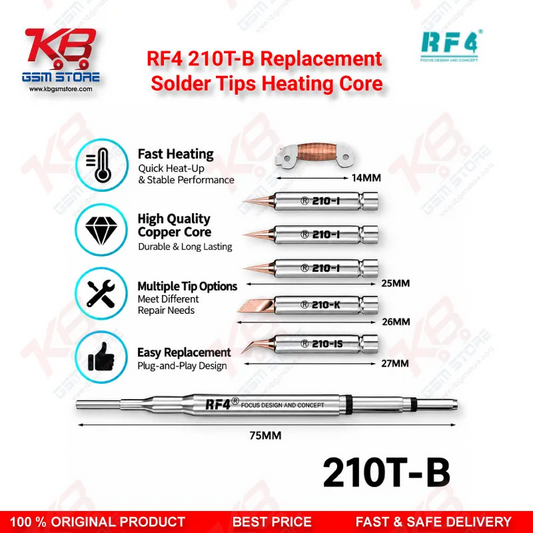RF4 210T-B Replacement Solder Tips Heating Core – Integrated Bevel Tip for 210/C210 Soldering Stations