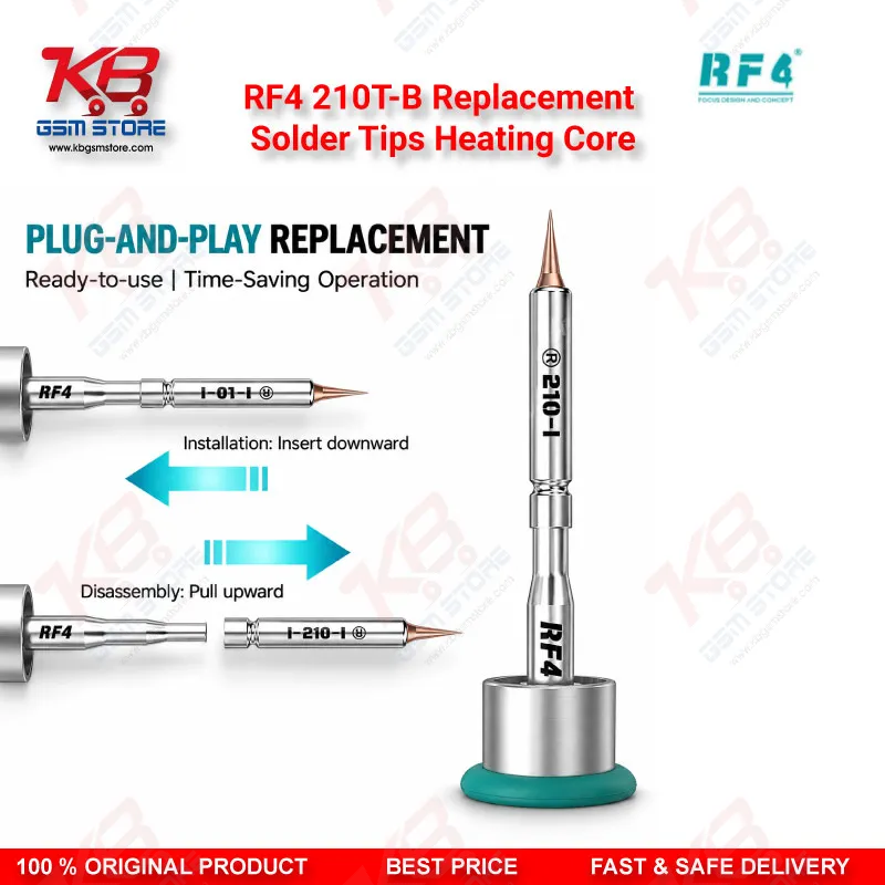 RF4 210T-B Replacement Solder Tips Heating Core – Integrated Bevel Tip for 210/C210 Soldering Stations