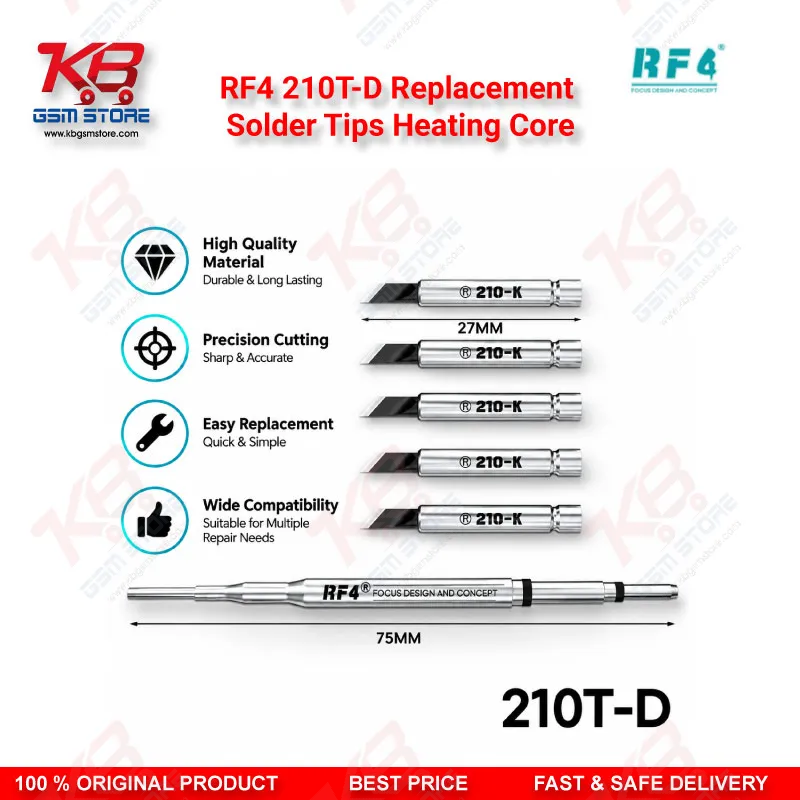 RF4 210T-D Replacement Solder Tips Heating Core – Integrated Copper Tip for T210 Soldering Stations