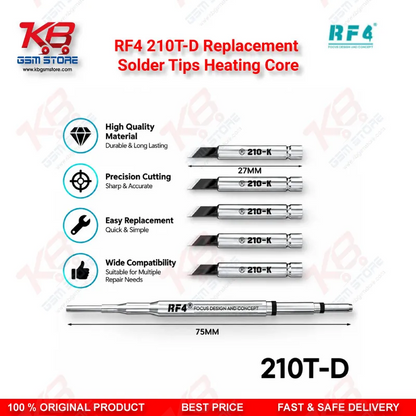 RF4 210T-D Replacement Solder Tips Heating Core – Integrated Copper Tip for T210 Soldering Stations