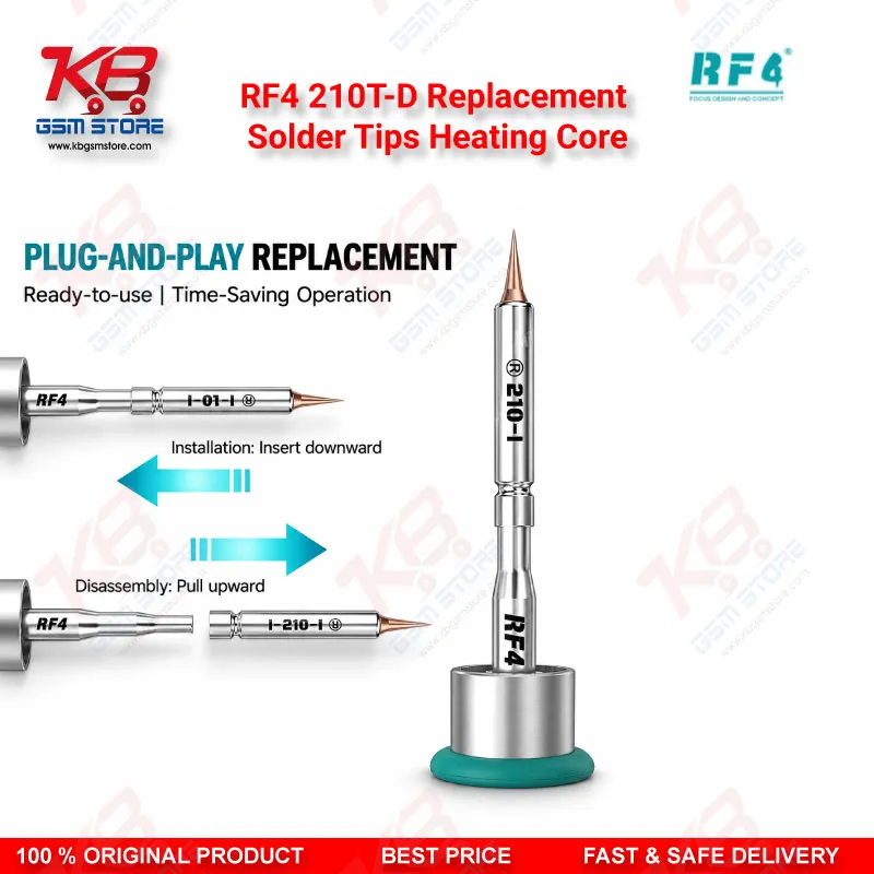 RF4 210T-D Replacement Solder Tips Heating Core – Integrated Copper Tip for T210 Soldering Stations