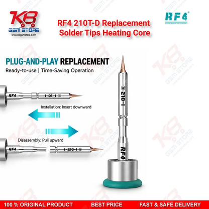 RF4 210T-D Replacement Solder Tips Heating Core – Integrated Copper Tip for T210 Soldering Stations