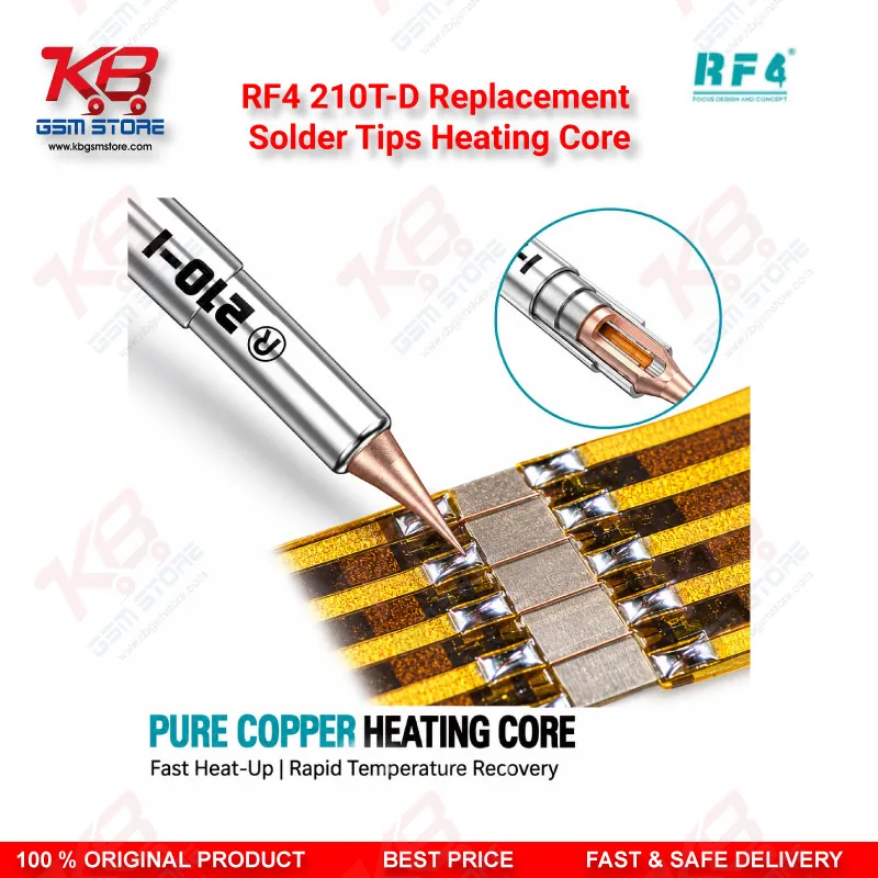 RF4 210T-D Replacement Solder Tips Heating Core – Integrated Copper Tip for T210 Soldering Stations
