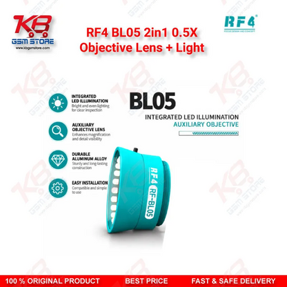 RF4 BL05 2in1 0.5X Objective Lens + Light – LED Illuminated Auxiliary Barlow Lens for Stereo Microscopes