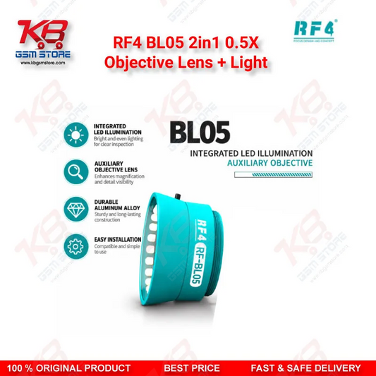 RF4 BL05 2in1 0.5X Objective Lens + Light – LED Illuminated Auxiliary Barlow Lens for Stereo Microscopes